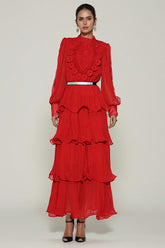 Antheaa Chiffon A-Line Maxi Dress